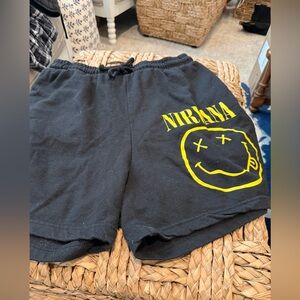 NIRVANA Black and Yellow Athletic Shorts